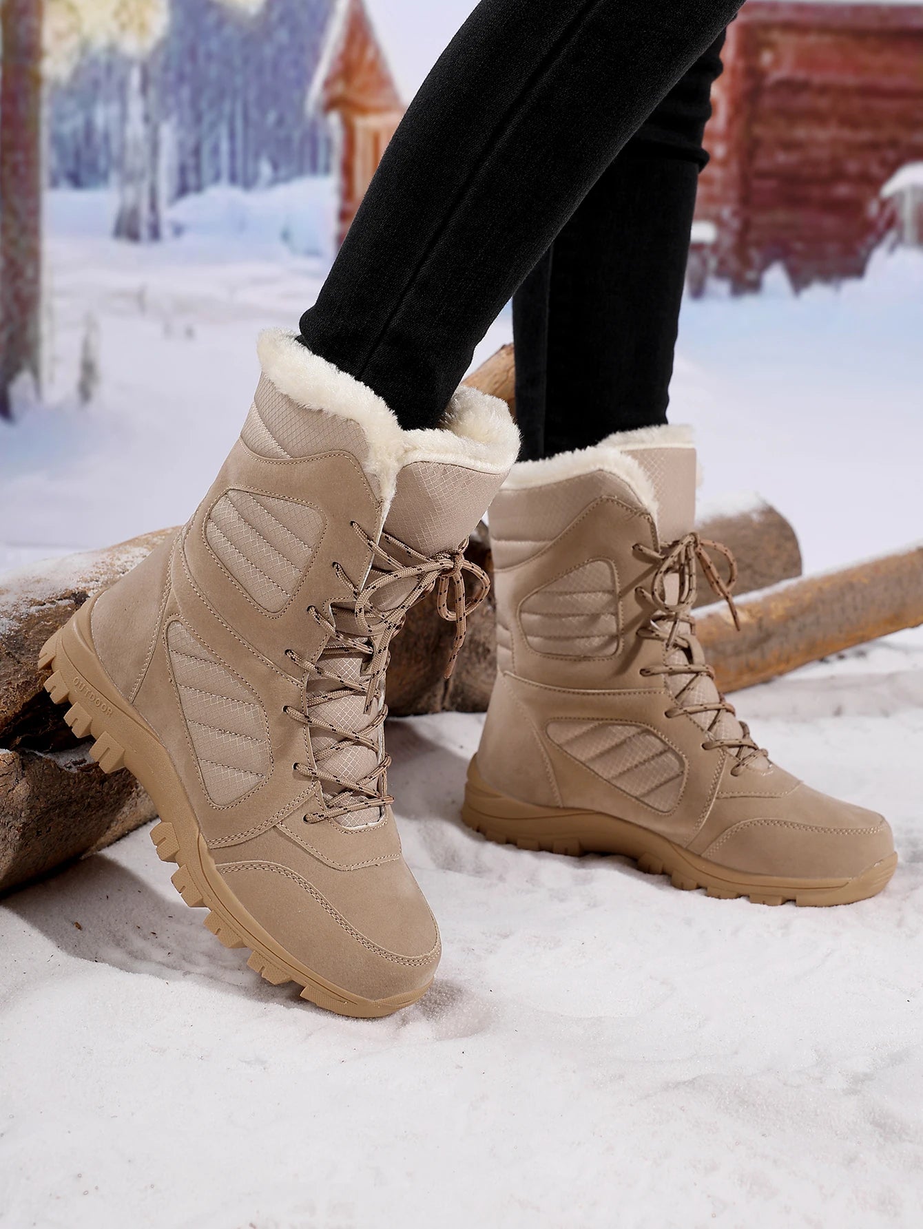 Snow Boots for Couples, 2025 Winter New Style, Fleece-Lined, Thickened, Warm, Thick-Soled, Height-Increasing Short Boots