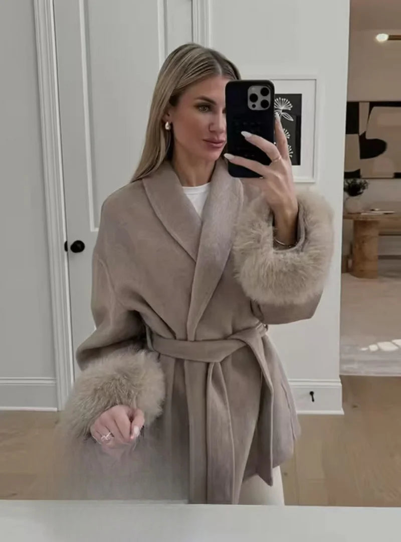 QICHE High‑End Wool‑Blend Women Outerwear Chic Fashion Jacket For European‑Vibe Ladies Autumn‑Winter New Arrival