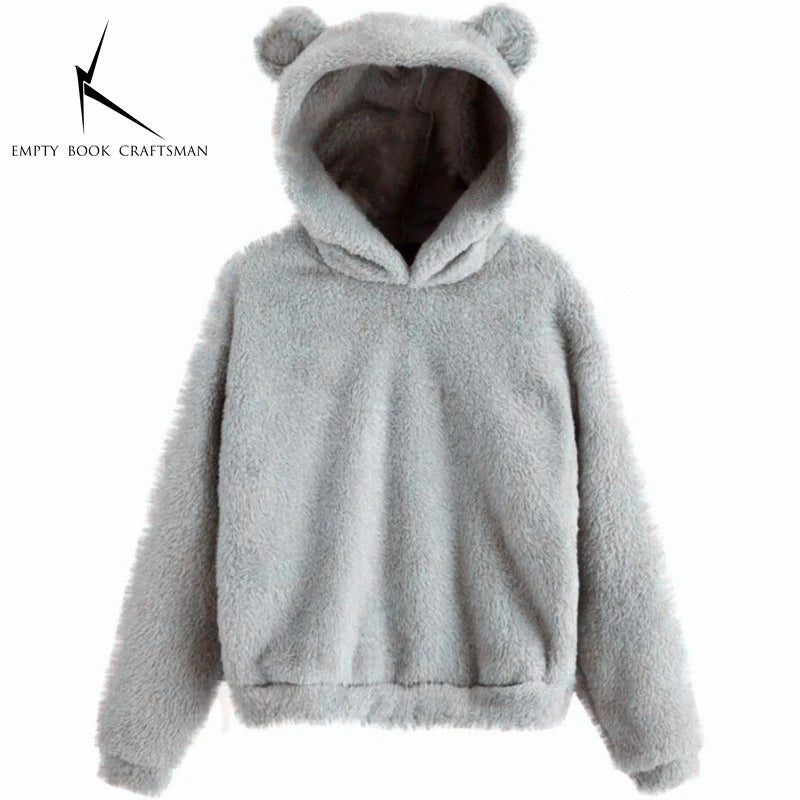 Fall Winter Women's Hoodies Winter Women Long Sleeve Rabbit Ear Hood Sweatshirt Cute Plush Warm Casual Cute Hoodie Tops 2026