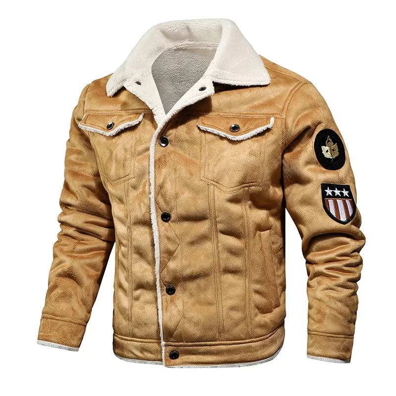 High Quality Leather Jackets Casual Man Winter Fleece Motorcycle Faux Leather Jacket Male Anti-wind Lapel Zipper Jackets Men