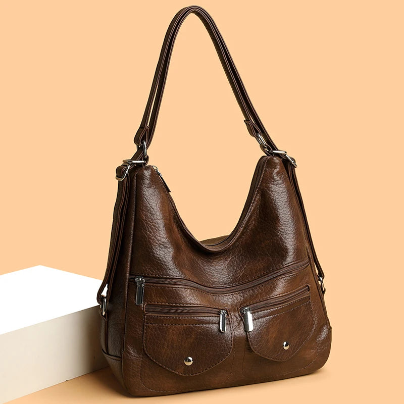 High Quality Large Capacity 3 In 1Women Backpack Luxury Soft Leather Shoulder Crossbody Bag For Women Fashion Ladies Handbag Sac