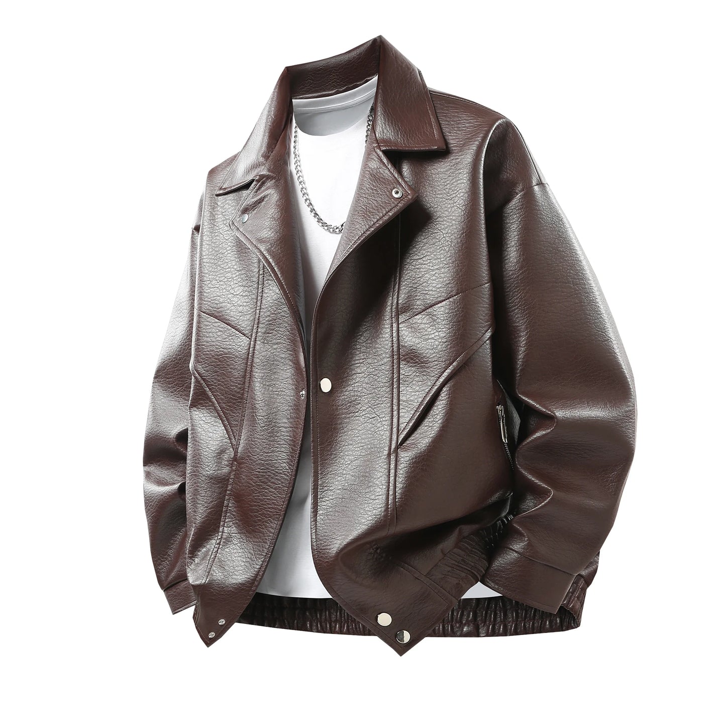 Leather Jacket Autumn Winter Outdoor Comfortable Warm Breathable Men's Jacket Sports Fitness Running Leisure Handsome Imitation