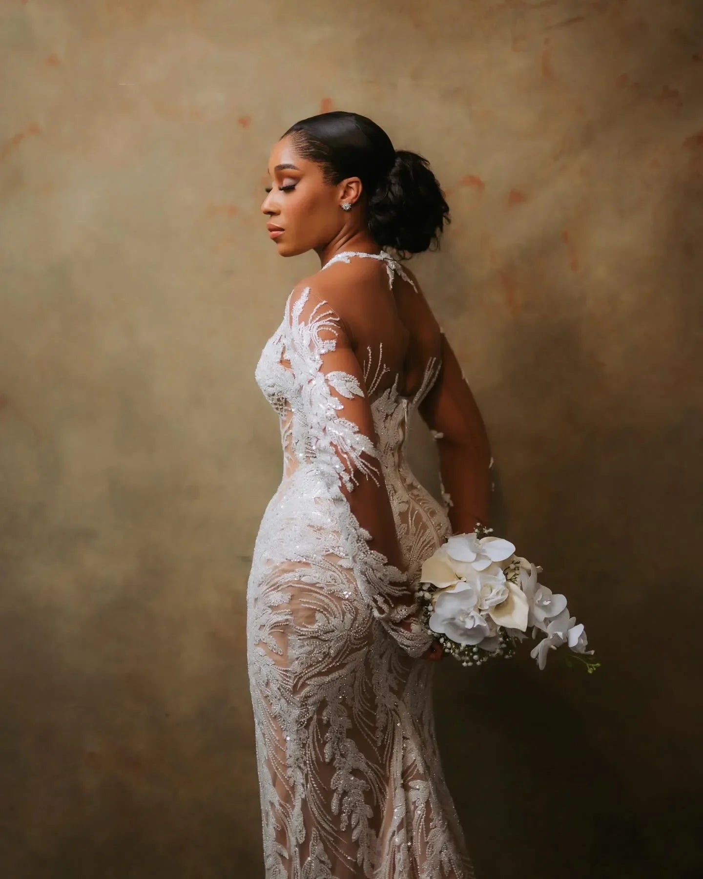 Customized Luxury Africa Aso Ebi Plus Size Illusion Mermaid Ivory Wedding Dress Beaded Sequined Lace Bridal Gowns Dresses