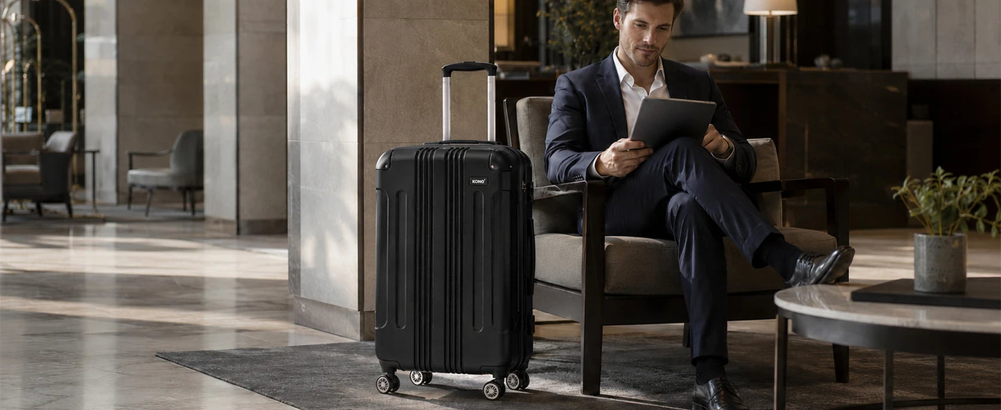Kono Large Hard Shell Luggage 19/24/28 inch Lightweight ABS 4 Wheels Spinner Business Trip Trolley Case Suitcase