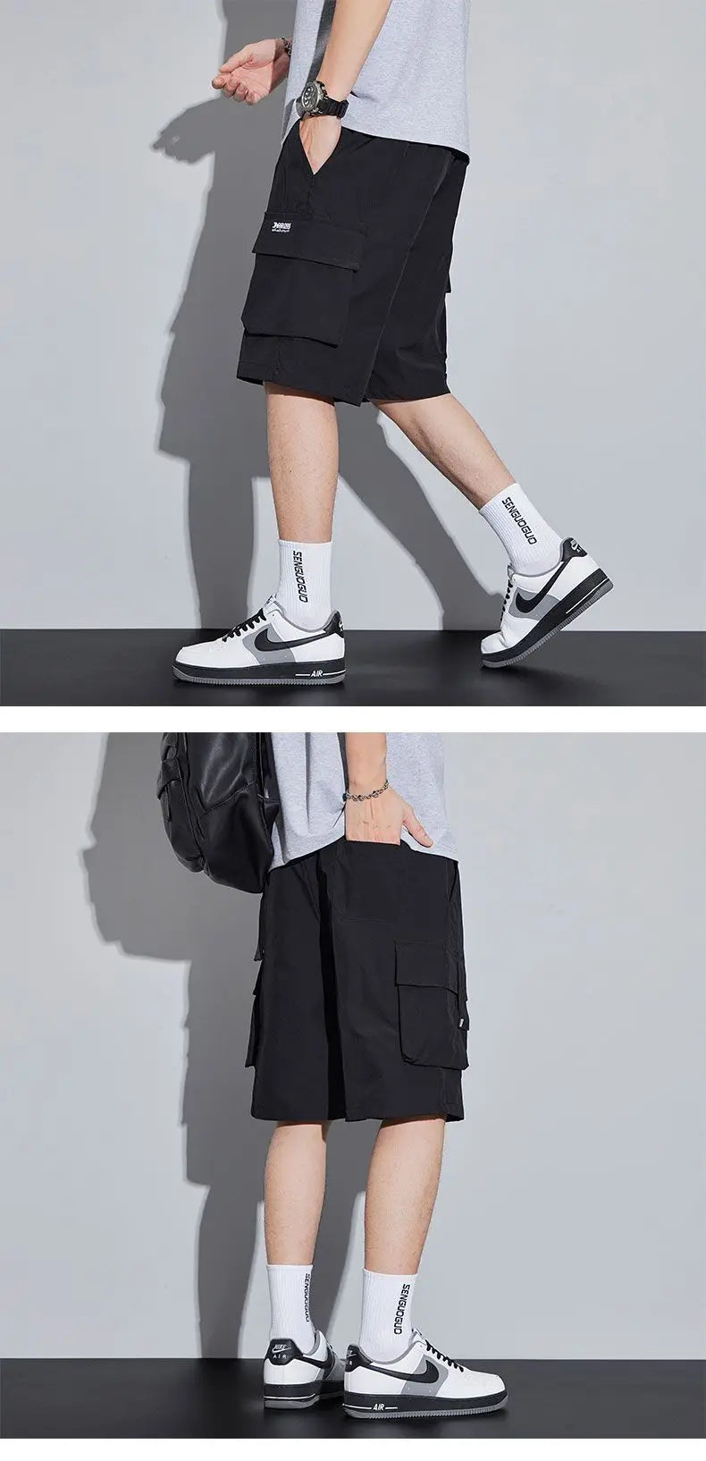 Summer Men's Cargo Shorts Casual Baggy Multi-Pockets Streetwear Shorts Male Fashion Loose Overalls Shorts Male Plus Size