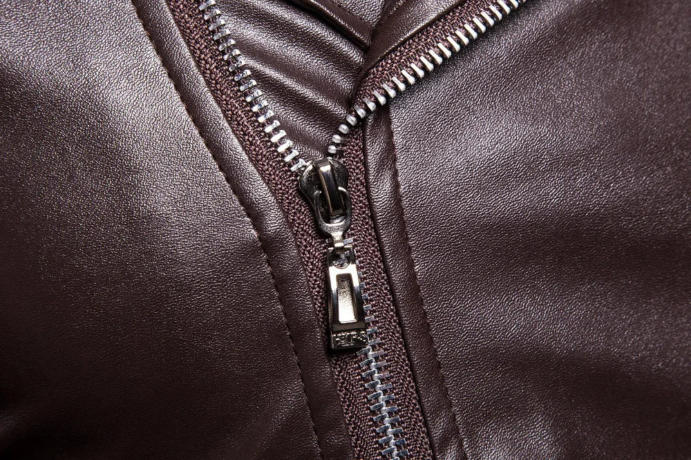 QICHE Men's Leather Jacket 2026 Slim PU Motorcycle Style Men's Jacket Fashion New Long Sleeve Casual Outerwear Coat For Men