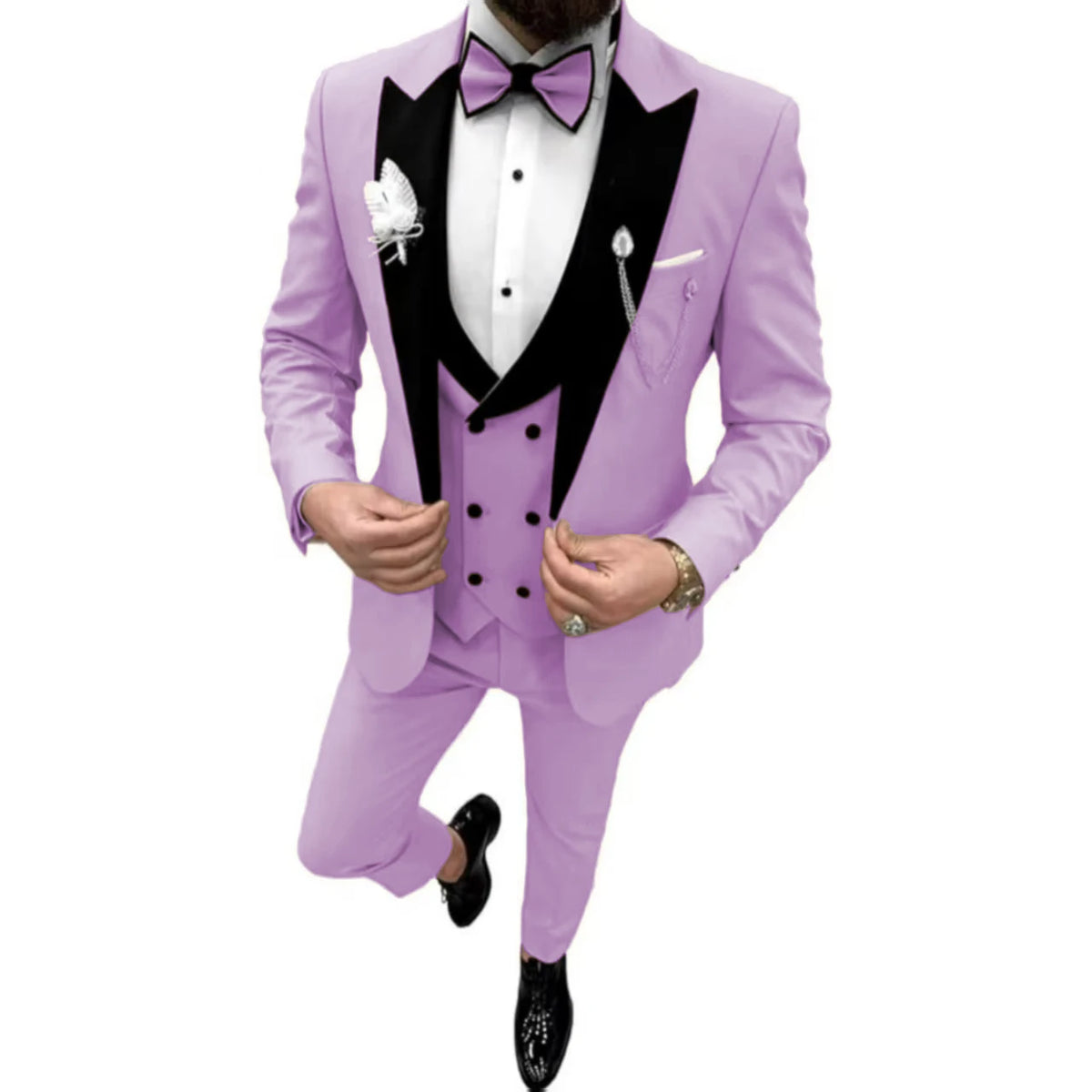 Elegant Men Suit Customized 3 Piece Blazer Vest and Pants Set Tuxedo Suits for Men Velvet Peak Lapel Formal Men Suit for Wedding