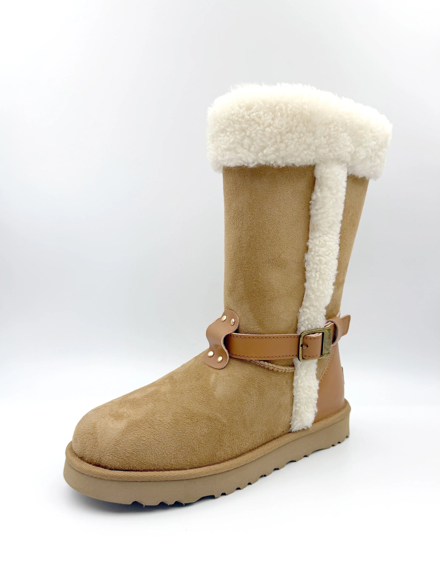 Women’s Genuine Sheepskin Winter Boots Fur Lined Warm Snow Boots Soft Shearling Ankle Boots Lightweight EVA Sole