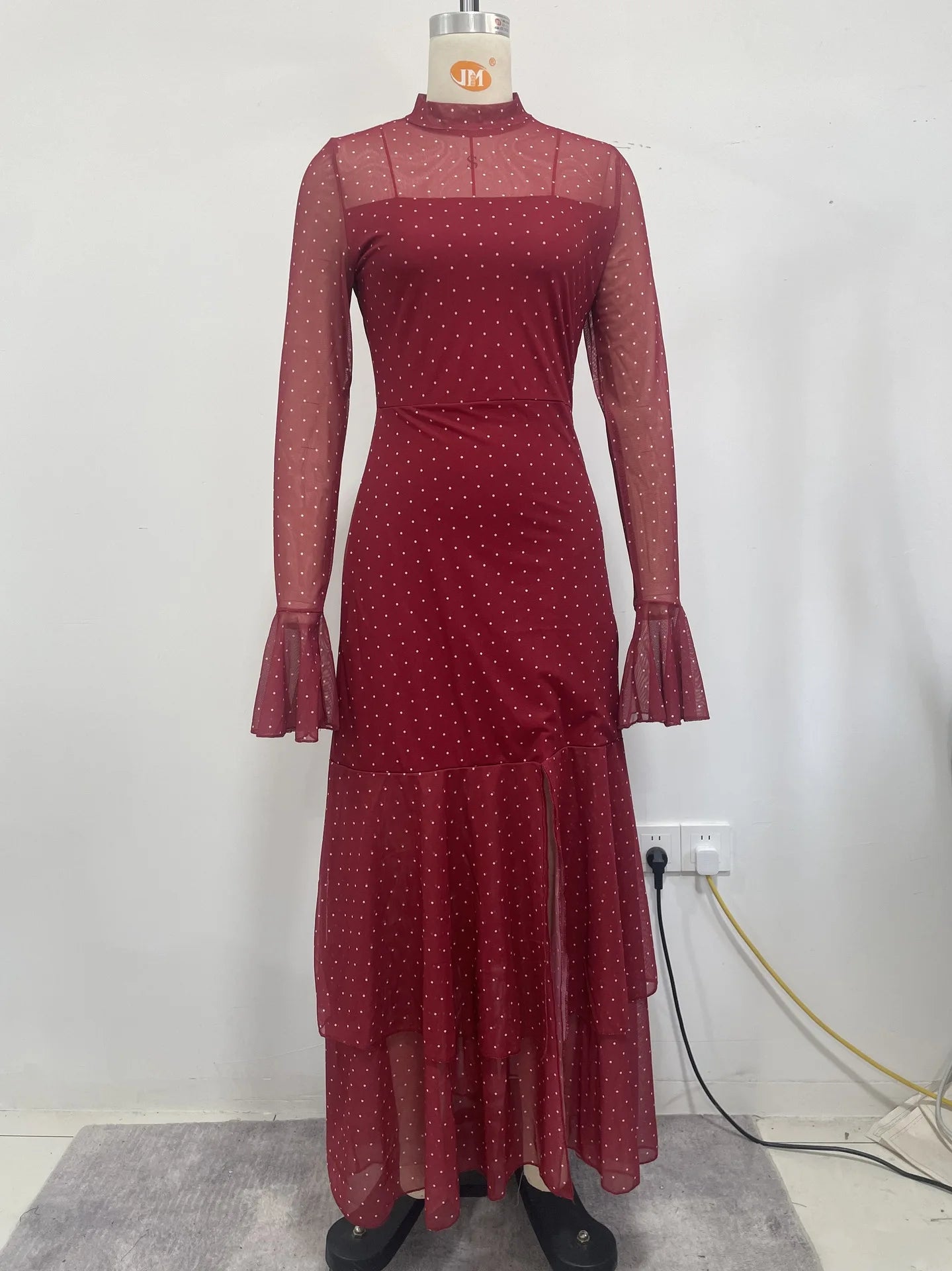 2026 Long Sleeves Evening Dress Dresses For Woman Party Wedding Temperament Sexy Slim Banquet Slit Printed Fashion Ruffles Slim