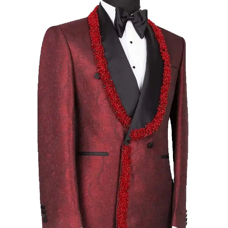 Appliques Wedding Men Suits Stylish Blazer Tailor-Made Groom 2-Pcs Coat Pant Singer Suits Formal Occasions Party Size Customized