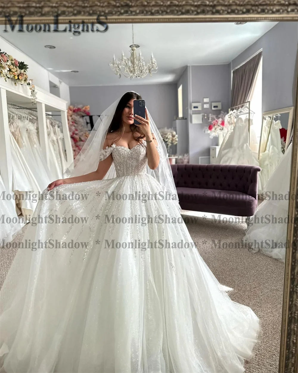Moonlight Lace Wedding Dress Off Shoulder Appliques A Line Sweetheart Bride Bridal Dress Backless Customized Vestidos De Novia