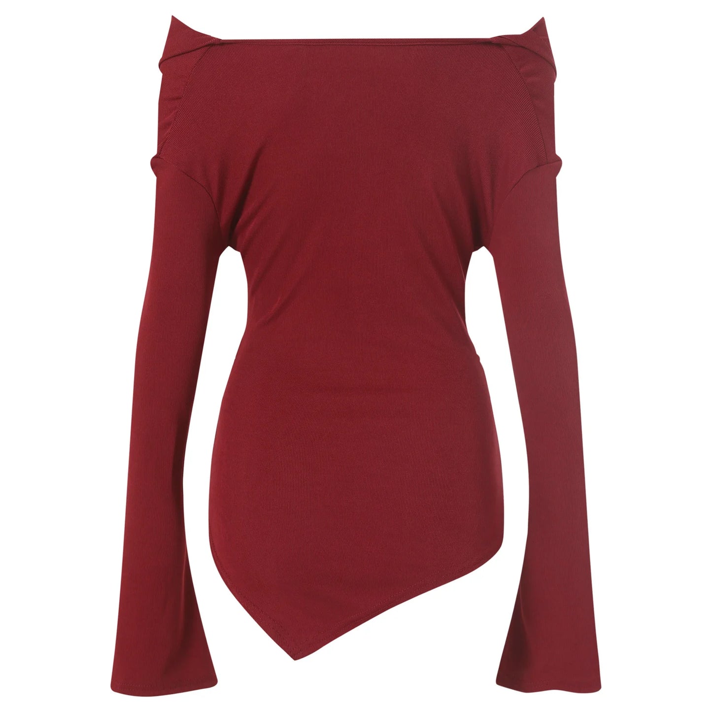 Y2k Aesthetic Simple Fashion Women's Tee Shirts Slash Neck Long Sleeve Solid Casual T-Shirts Vintage Off Shoulder Trendy Tshirts