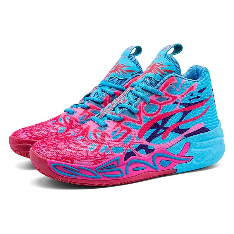 Mens Basketball Shoes Non-Slip Breathable Outdoor Sneakers Fashion Graffiti Sports Training Shoes for Running Walking