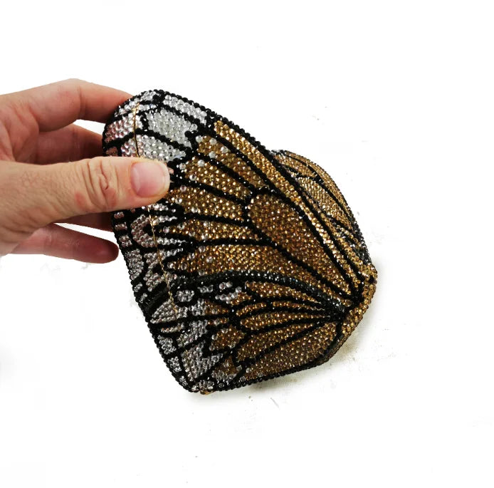 Women Butterfly Diamonds Evening Clutch Purse Luxury Metal Gems Evening Bags Dinner Party Handbag and Purses Bridal Crystals Bag
