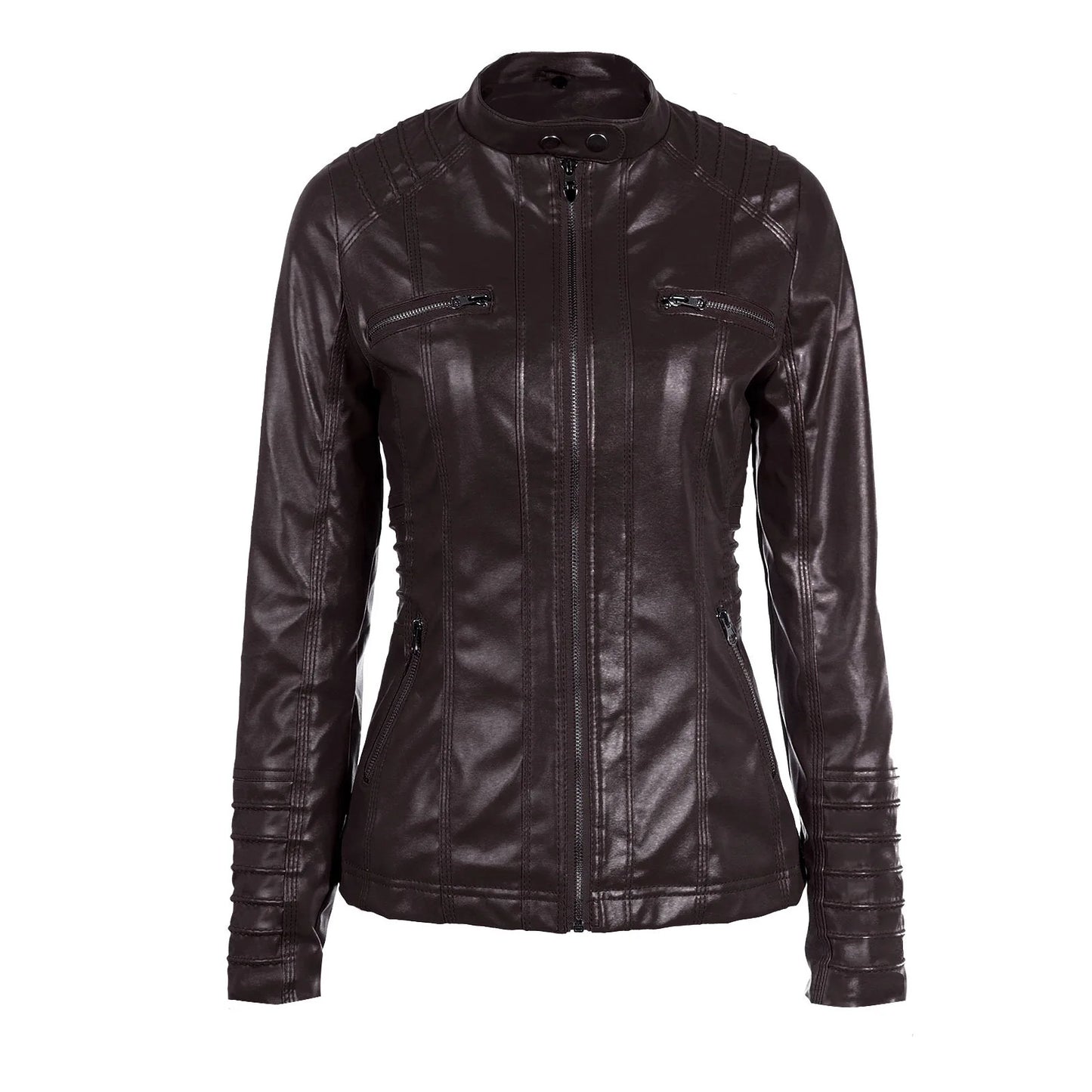 Faux Leather Jacket for Women, Female Winter Coat, Motorcycle Jacket, Faux Suede, PU Zipper Hoodies, Outerwear