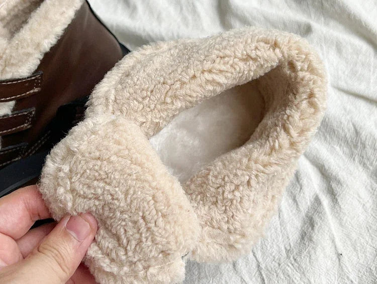 Lace-up Elegant With Medium Heels Padded Women's Snow Boots Laces Ladies Shoes Y2k Protective Plush Comfortable High Quality 39