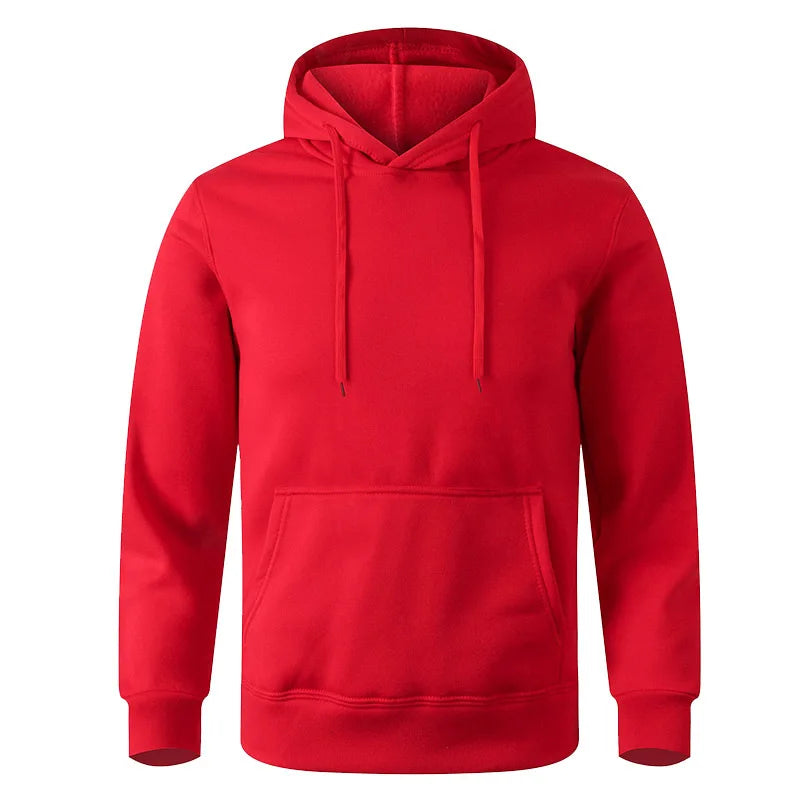 Winter Solid Color Men Hoodies Fleece Warm Mens Sweatshirt Fashion Men Fleece Warm  Sweatshirt