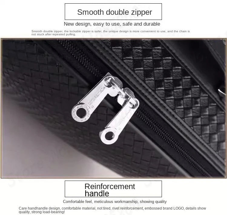 Genuine Leather Trolley Case 20 Inch Men's Business Boarding Suitcase Universal Wheel Luggage Bag 16 Inch Woven Pattern Leather