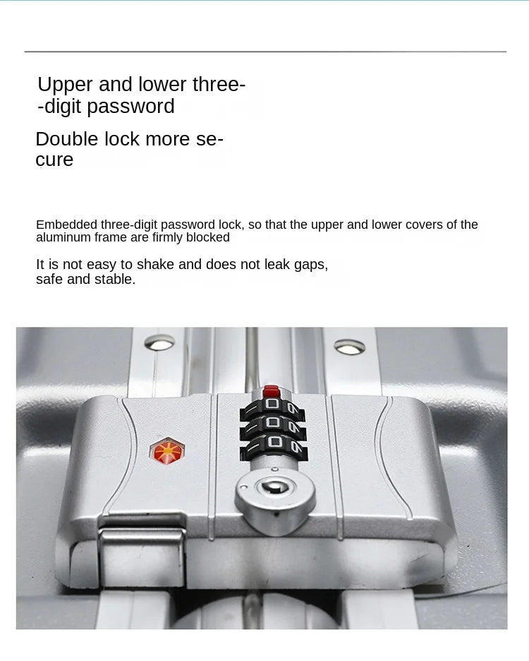 Carrier 28-inch Large-Capacity Suitcase Aluminum Frame Thickened Trolley Case Business Luggage Combination TSA Lock
