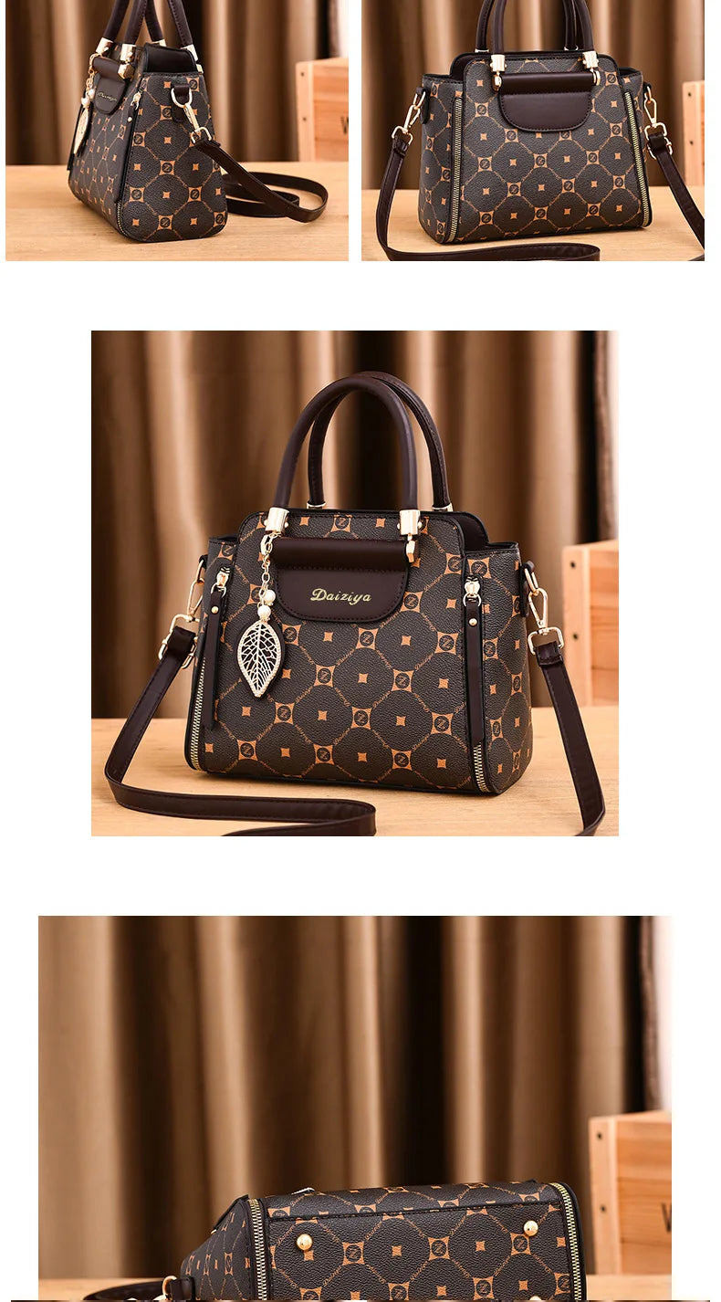 Fashionable Printed Women'S Handbag New High-Capacity Shoulder Bag Classic Retro Diagonal Cross Bag Urban Commuting Tote Bag