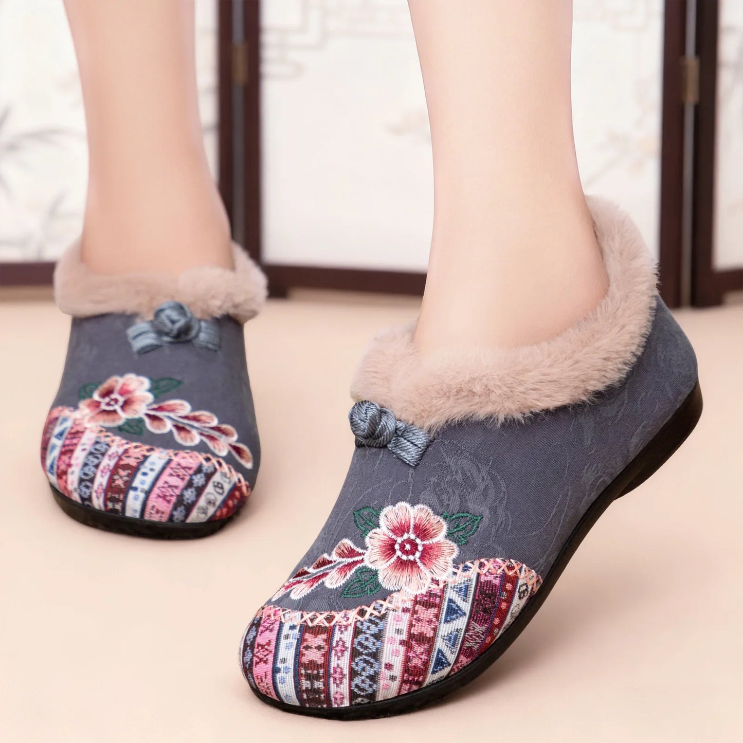 Fashion Women's Shoes Zapatillas De Mujer Cotton Shoes Woman Botines Embroidered Snow Boots Women Botas Winter Warm Short Boots