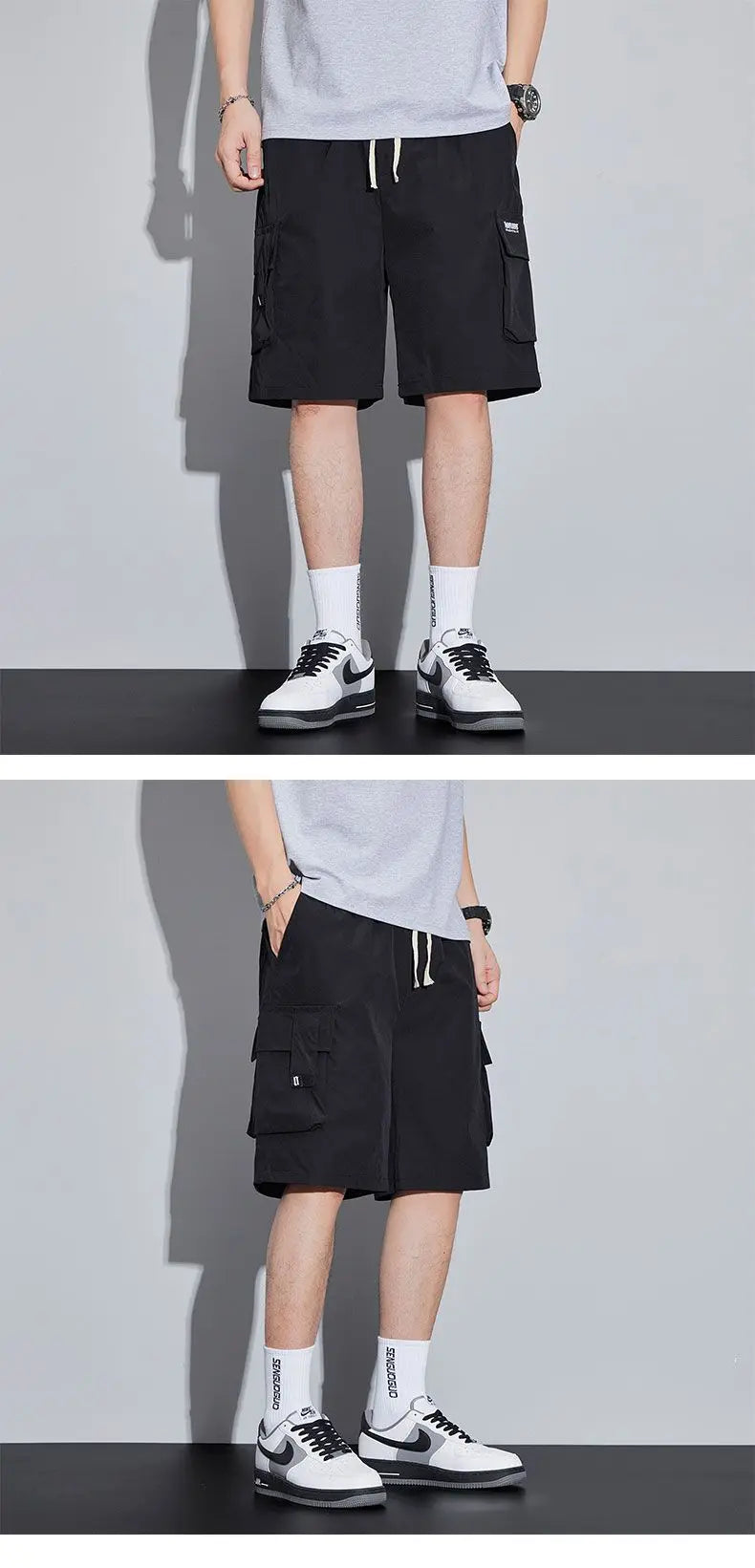 Summer Men's Cargo Shorts Casual Baggy Multi-Pockets Streetwear Shorts Male Fashion Loose Overalls Shorts Male Plus Size