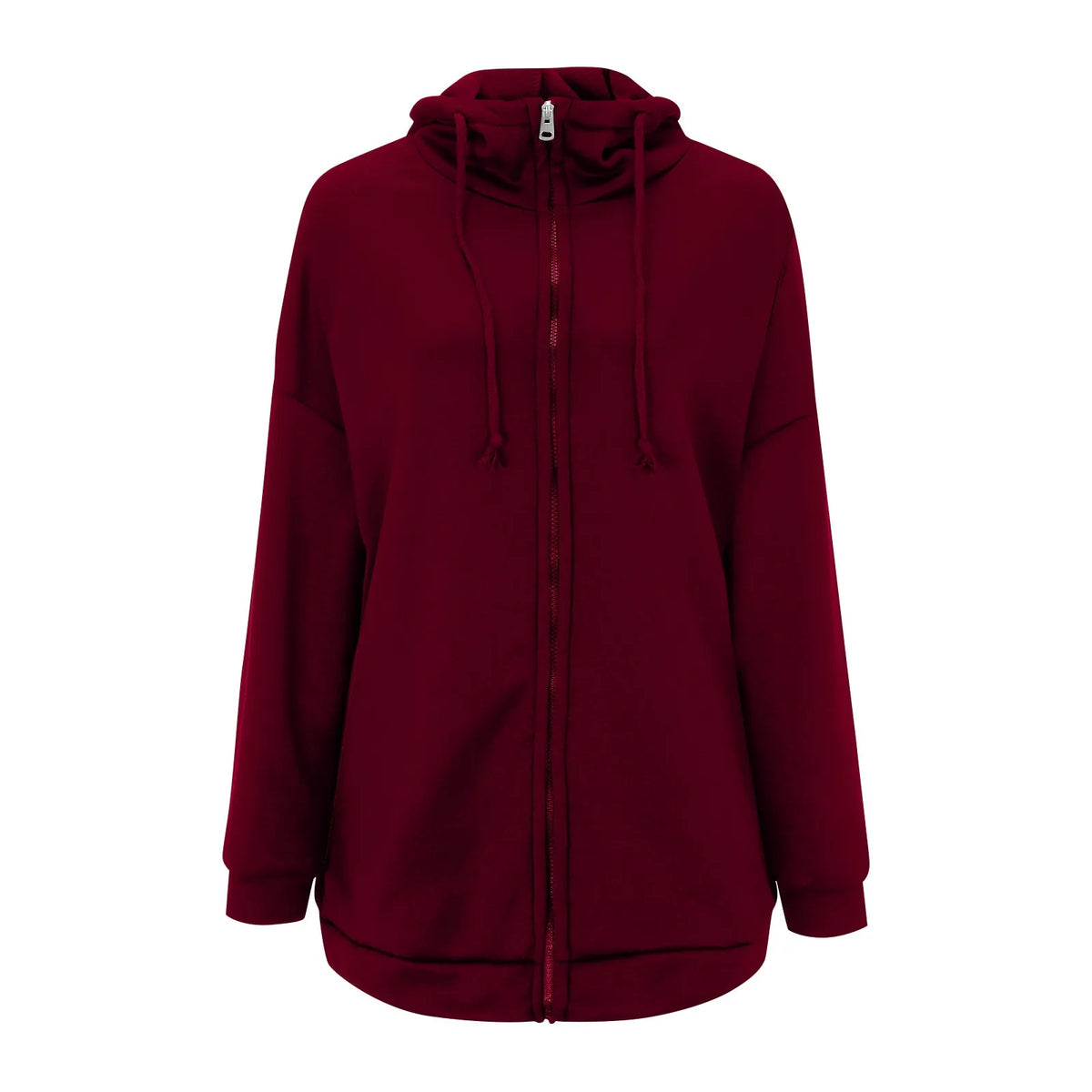 Plus Size Long Hoodies Tunic Fashion Long Sweatshirts Solid Color Fleece Knitted Zip Up Jackets With Pockets For Women