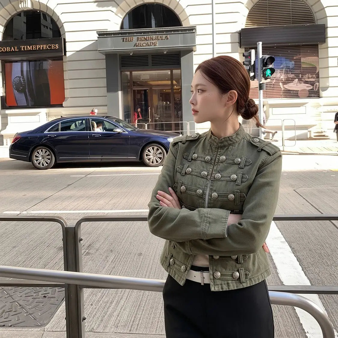 Cardigan Jacket For Women Red Metal Button Palace-Style American High-Street Denim Black Jean New Short Korean Chic Coats Black