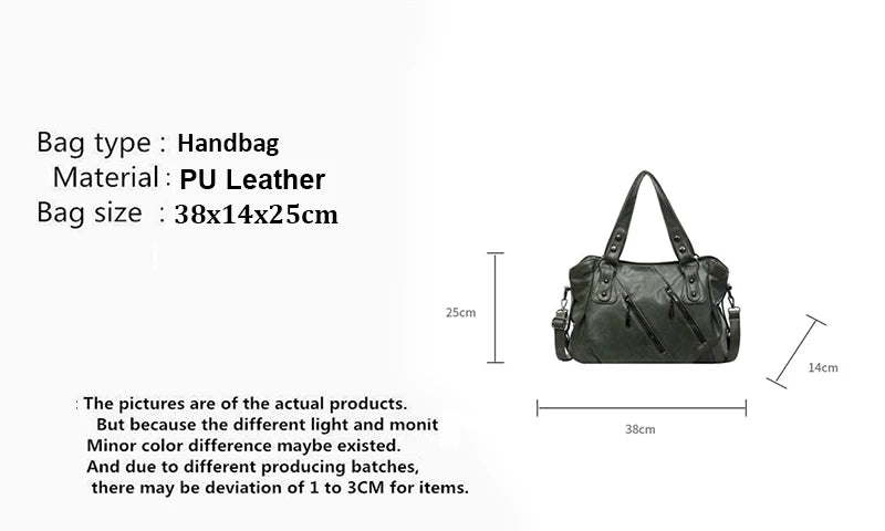 Retro Brand Roomy Shoulder Bag Female Luxury Solid Color Classic Crossbody Bag Large Capacity Style Soft PU Leather Tote Bag