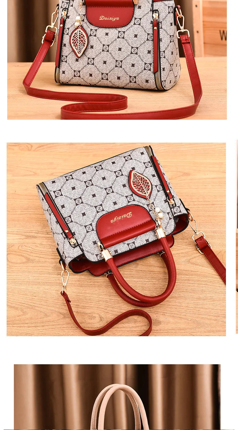 Fashionable Printed Women'S Handbag New High-Capacity Shoulder Bag Classic Retro Diagonal Cross Bag Urban Commuting Tote Bag