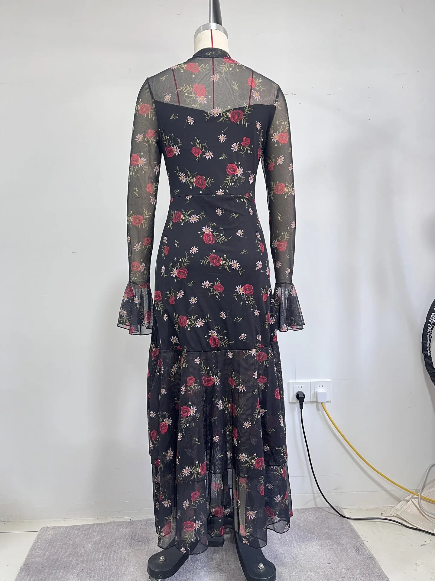 2026 Long Sleeves Evening Dress Dresses For Woman Party Wedding Temperament Sexy Slim Banquet Slit Printed Fashion Ruffles Slim