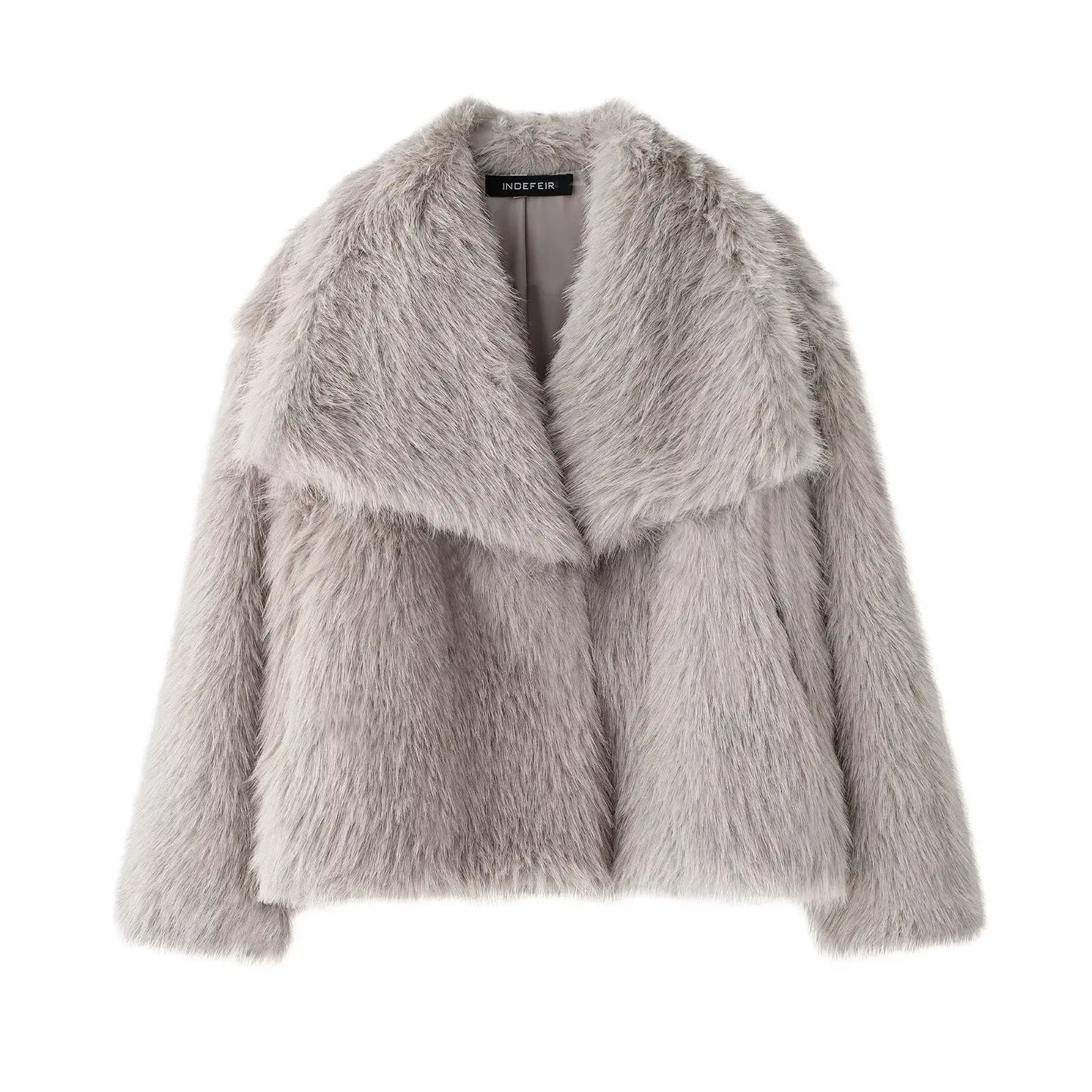 HH 2025 Winter Coats For Women New Artificial Fur Effect Loose Cropped Coat Female Versatile Streetwear Women's Cardigan