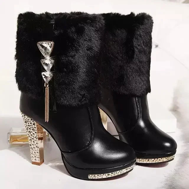 Winter Boot Women Shoe Winter New Ankle Boots Waterproof Platform Women Boots Fashion Rhinestone High Heelsсапоги