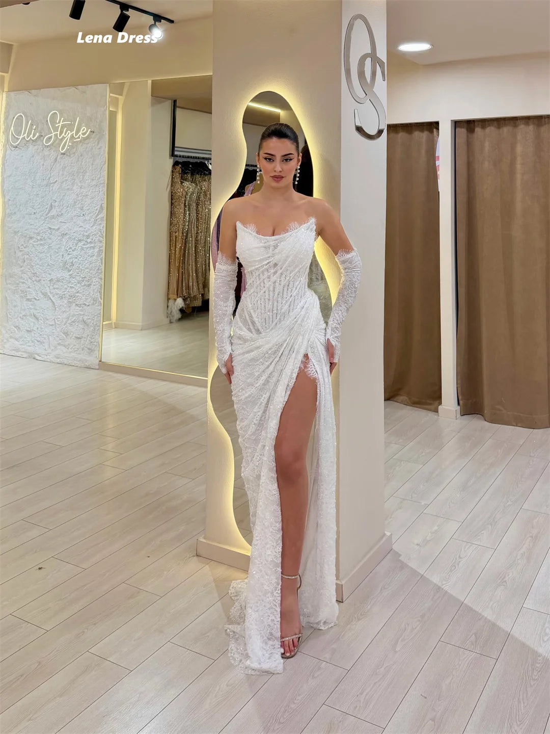 Lena Wedding Women's Evening Dress for Weddings Embroidered Lace Prom Dresses for Luxury Party Custom Elegant Cocktail Dresses