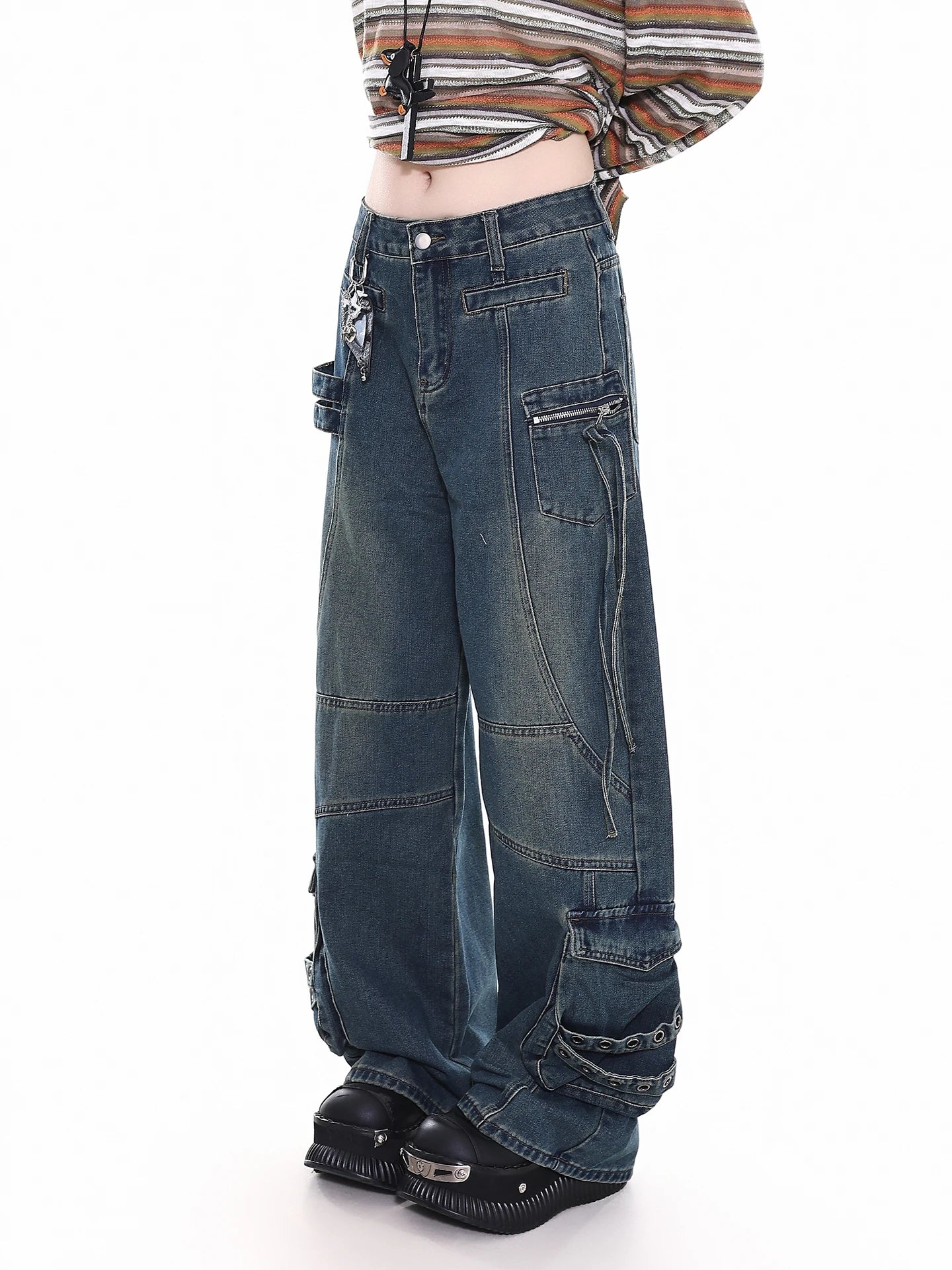 Street Style Orange Jelly Jeans Women's Loose Casual Wide Leg Pants Vintage Feel Comfortable Fit Spring Season Ladies Jeans