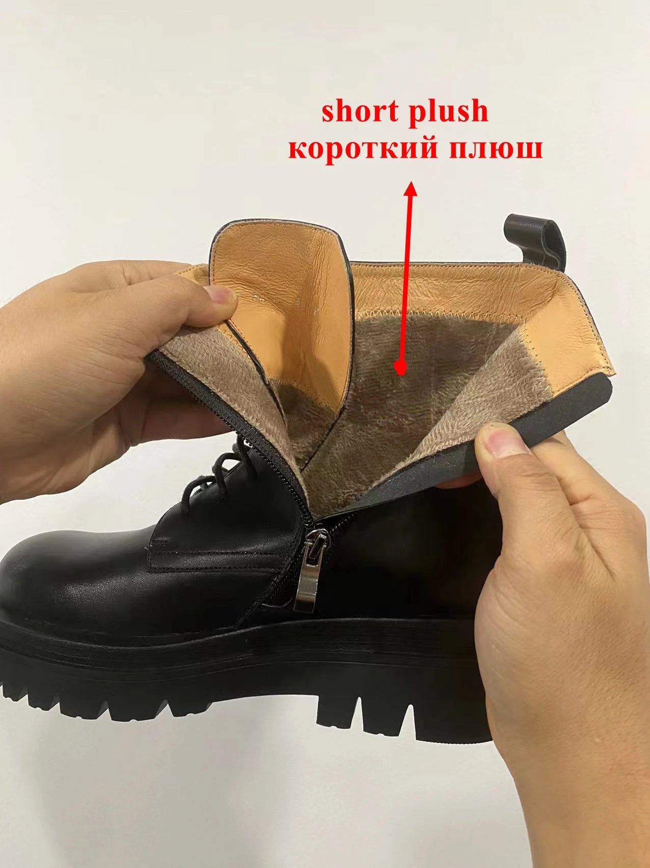 Krazing Pot Wool Winter Keep Warm Snow Boots Full Grain Leather Round Toe High Heels Sheep Fur Lace Up Plus Size Ankle Boots L05