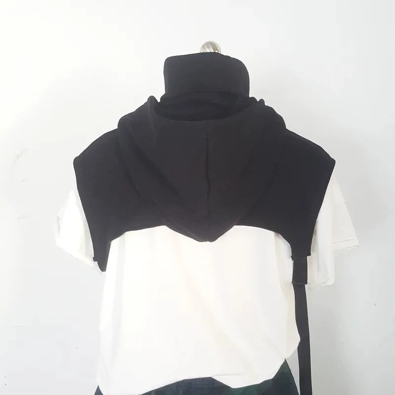 2025 Korean Fashion Hip Hop Punk Cropped Hoodie Men Women Techwear Style Adjustable Sport Casual Sleeveless Hoodies