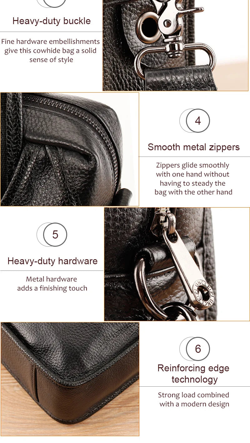 Business Briefcase Shoulder Messenger Bags Men's Genuine Leather 10-inch Laptop Bag's Men's Briefcase Office Business Handbag