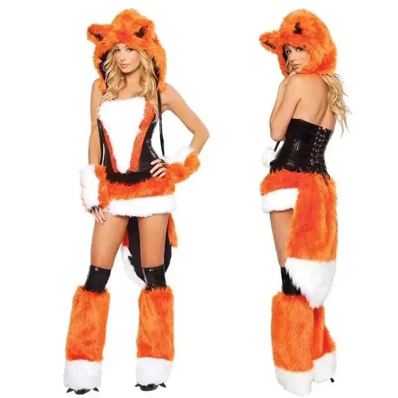 Halloween Cosplay Deluxe Plush Monster Animal Costume Adult Fox Cat Girl Cosplay Costume Halloween Costumes Women Fancy Party
