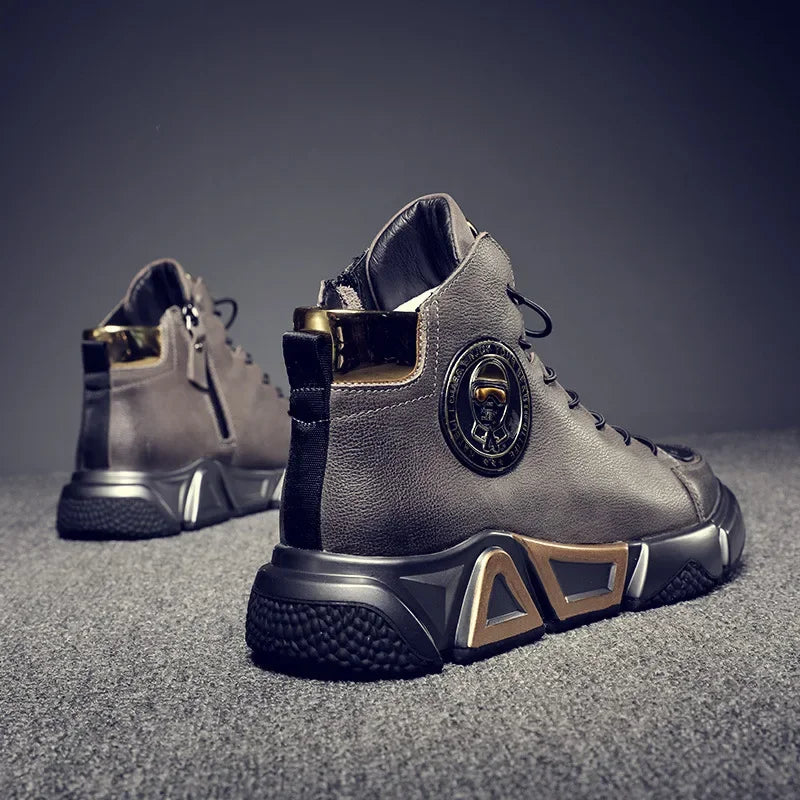 2026 Fashion Hip Hop Protective Boots Men Black High Top Leather Sneakers Luxury Designer Street Shoes