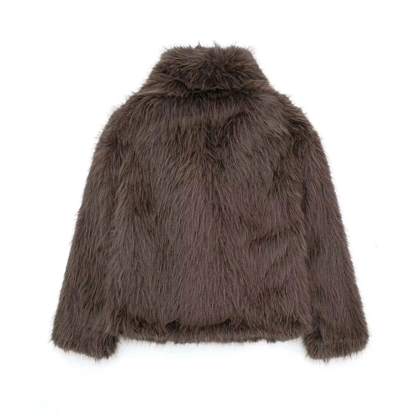 HH 2025 Winter Coats For Women New Artificial Fur Effect Loose Cropped Coat Female Versatile Streetwear Women's Cardigan
