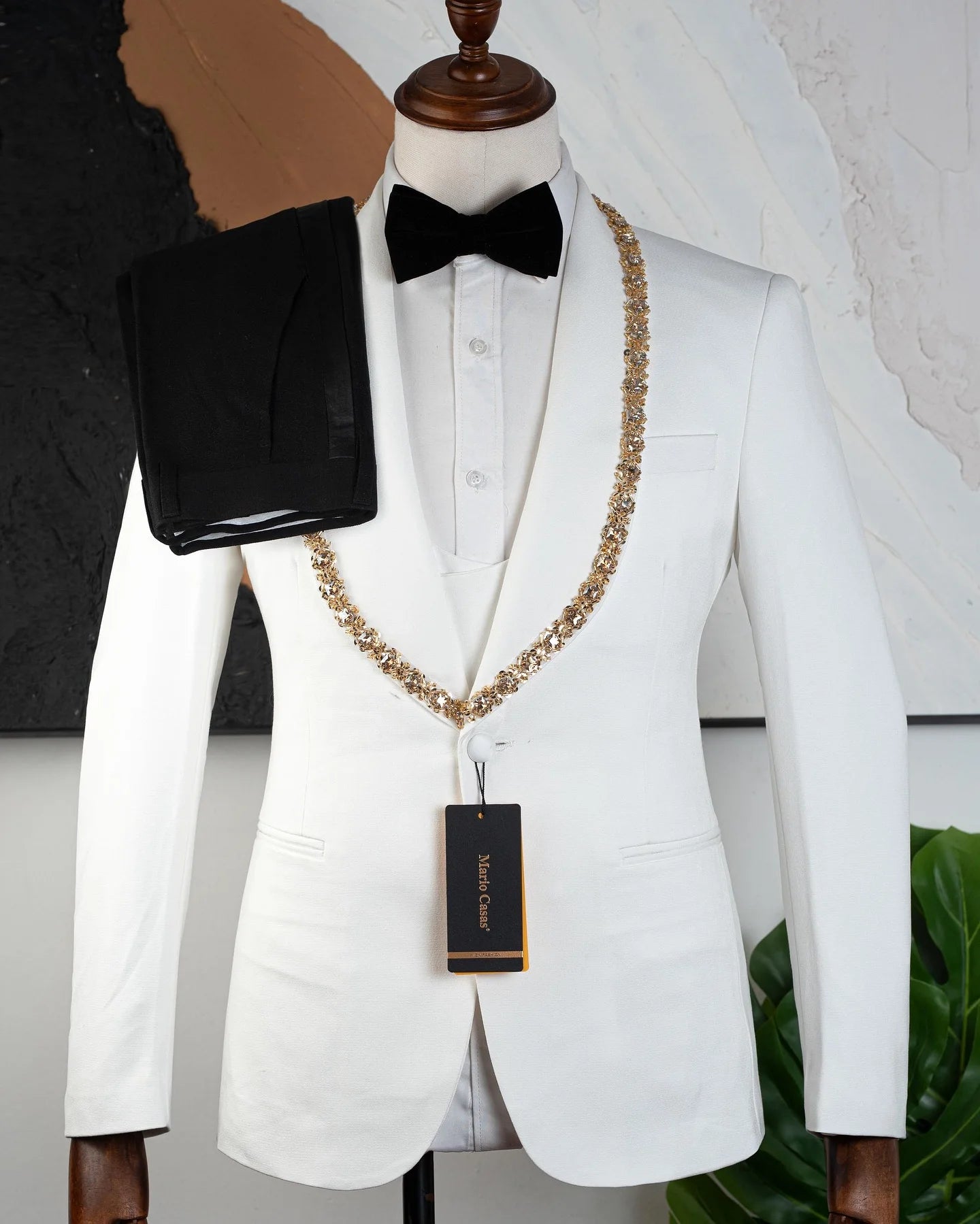 Bling Beaded Wedding Tuxedo for Men Slim Fit Male Fashion Suits Stunning 2 Pieces Suit Jacket with Pants Custom Made Costume