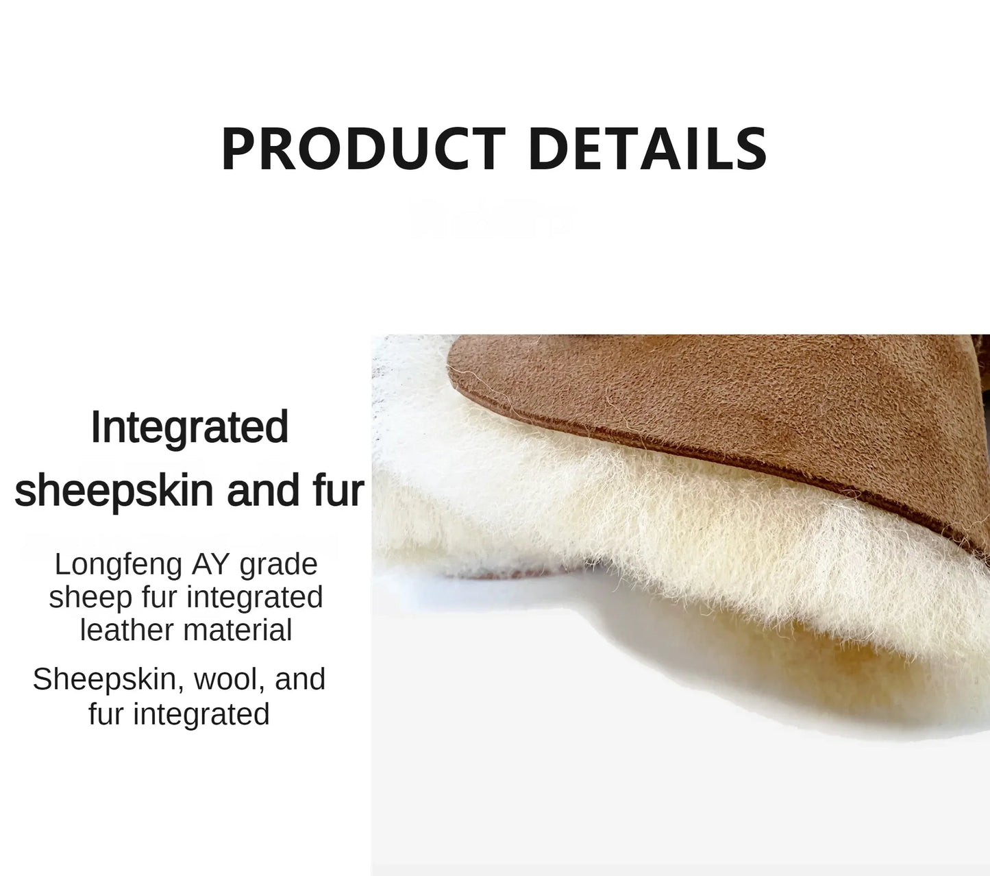 5854 men's and women's sheepskin and wool snow boots, integrated fur and leather, winter thick and warm women's boots