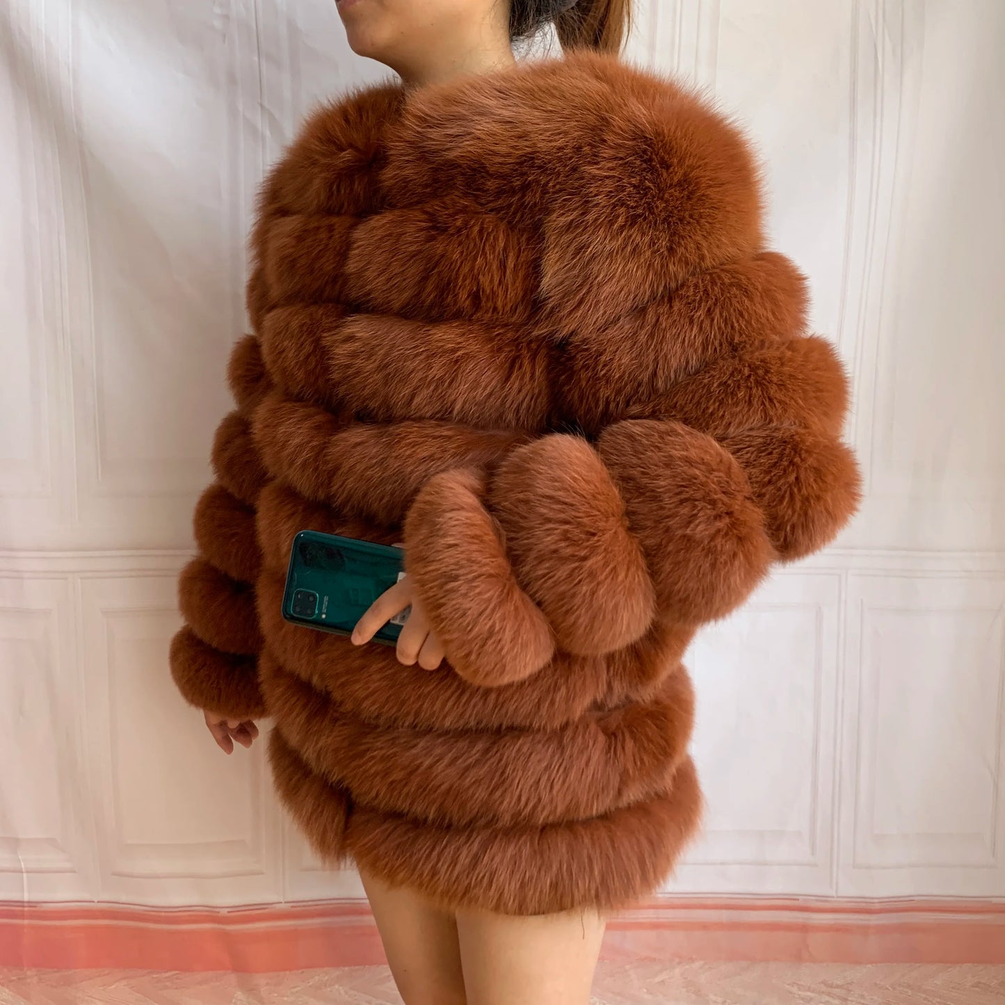 NEW Style Length Sleeves 4in1 Real Fur Coats Women Natural Real Fur Jackets Vest Winter Outerwear Women Fox Fur Coat Quality Fur