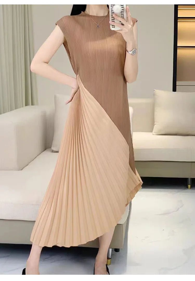 High-end women's summer dresses, sophisticated and stylish new styles, solid color, irregular patchwork, elegant evening gowns.