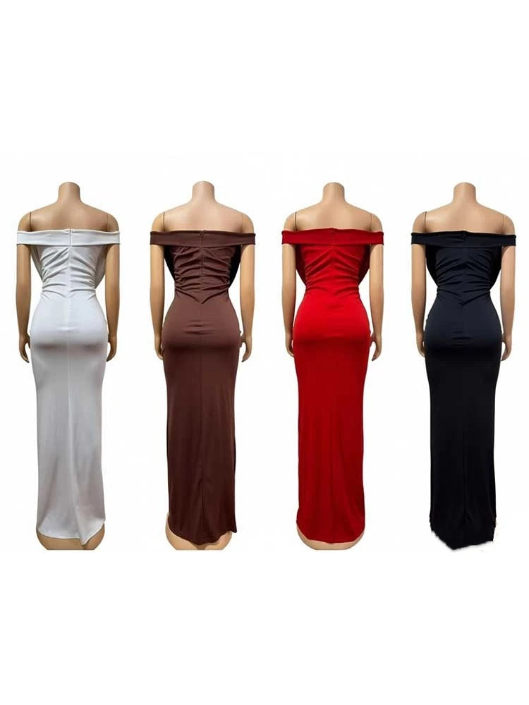 Evening Dress for Parties High Waist Slim Fit Bohemian Dress Chic Woman Wedding Invite Off Shoulder Sexy Long Dresses Elegant