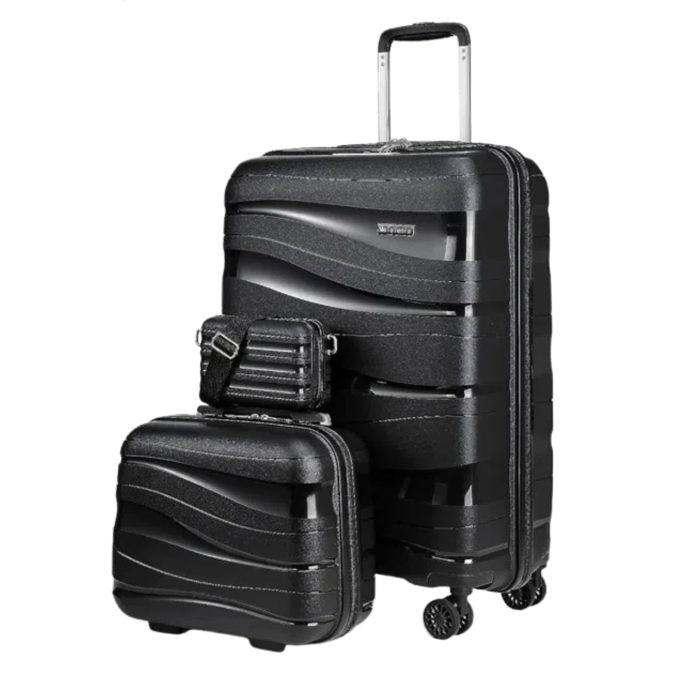 Melalenia 3-Piece Carry-on Luggage Set PP Material Suitcase with Spinner Wheels Hardside TSA Lock