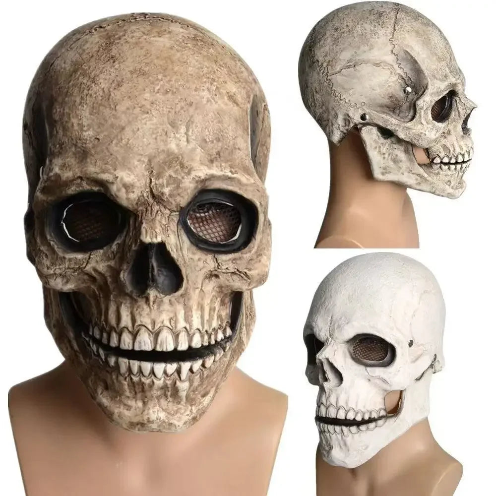 Costume Halloween Cosplay Skeleton Mask Hooded Robe Ghost Cloak Long Shirt For Escape Room Haunted House NPC