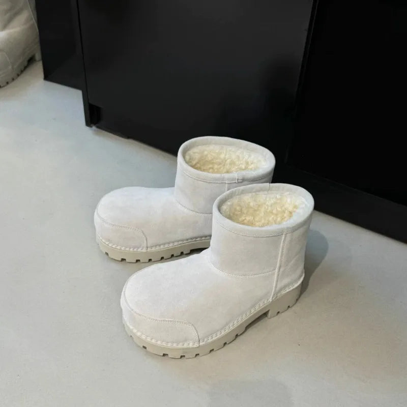 Fashionable Snow Boots Platform Elevating Warm Cotton Shoes Warm Big Head Design Long Boots Ladies All-over Brown Long Boots