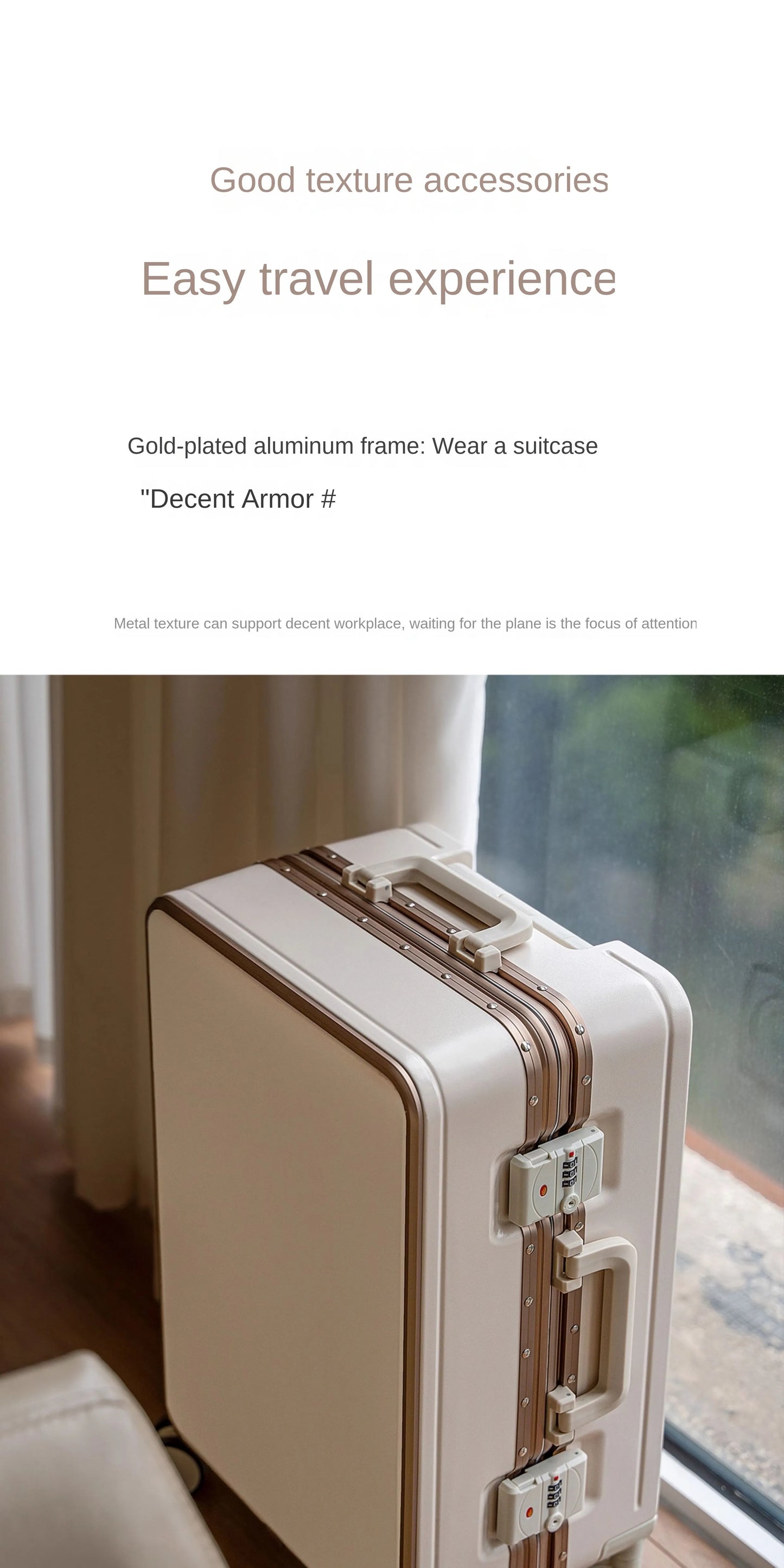 Gilding Aluminum Frame Suitcase Thickened PC Multifunctional 20 inch Boarding box Morandi Color Series 24/ 26 inch Trolley Case